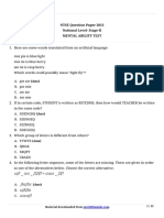 NTSE Question Paper 2013 National Level-Stage-II Mental Ability Test