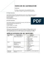 Applications of DC Generators & Motors