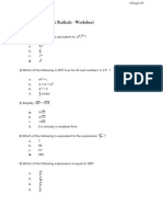 Laws of Exponents & Radicals - Worksheet: X) X X X M / 0 M M M M M