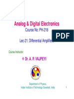 Analog & Digital Electronics: Course No: PH-218 Lec-21: Differential Amplifiers