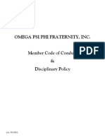 Omega Psi Phi Fraternity, Inc. Member Code of Conduct & Disciplinary Policy