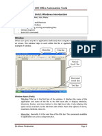 Unit 1 Windows Introduction: 105 Office Automation Tools