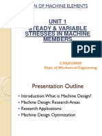 Unit 1 Steady & Variable Stresses in Machine Members: Design of Machine Elements