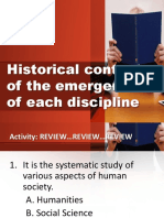 Historical Context of The Emergence of Each Discipline - DISS