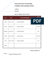 Technological Institute of The Philippines On-The-Job Training / Practicum Weekly Report