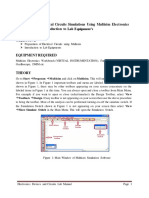 Experiment No. 1 Preparation of Electrical Circuits Simulations Using Multisim Electronics Workbench and Introduction To Lab Equipment's