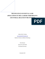 The Influence of Survival Game Applications On The Academic Performance and Overall Health of The Students