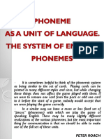 The Phoneme. Consonants. Vowels