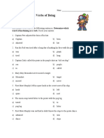 Action Verbs and Verbs of Being Worksheet Reading Level 01