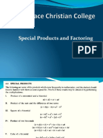 Special Products and Factoring