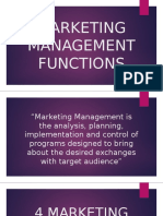 Marketing Management Functions