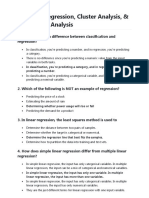 Quiz 10 - Regression, Cluster Analysis, & Association Analysis