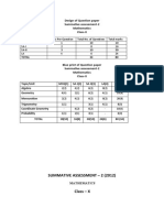 Summative Assessment - 2 (2012) : Design of Question Paper Summative Assesement-2 Mathematics Class-X