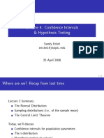 Lecture 4 - Confidence Intervals & Hypothesis