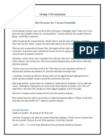 Probable Reasons For Corona Pandemic: Group 1 Presentation