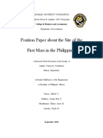 Position Paper About The Site of The First Mass in The Philippines