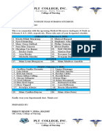 List of SN Attendees For The Medical Mission