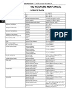 1Nz-Fe Engine Mechanical: Service Data