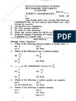 Subject:: Swami Sant Dass Public School Fi-Rst Periodic TEST (2020-21) Class-Viii Mathematics - TIME: 1 Hrs. M.M.: 50