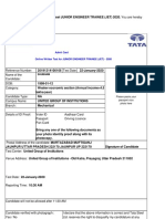 Shubham: Admit Card Online Written Test For JUNIOR ENGINEER TRAINEE (JET) - 2020