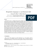 Hospitality Language As A Professional Skill