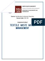 Textile Waste Water Management: Course: Introduction To General Chemistry Course Code: CHE 101