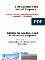 English For Academic and Professional Purposes: Online Distance Learning Modalities