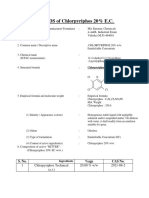 MSDS of Chlorpyriphos 20% E.C.: M/s Entomic Chemicals 4-A&B, Industrial Estate Vidisha (M.P) - 464001