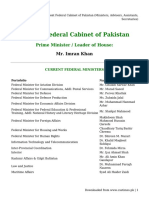 Current Federal Cabinet of Pakistan (Ministers, Advisers, Assistants, Secretaries) PDF