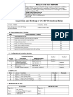 Inspection and Testing of OC/EF Protection Relay: Relay Site Test Report