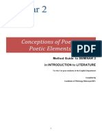 Conceptions of Poetry. Poetic Elements.: Method Guide To SEMINAR 2 in Introduction To Literature