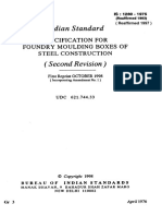 Indian Standard: Specification FOR Foundry Moulding Boxes of Steel Construction (