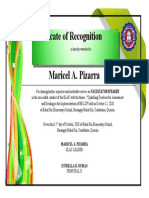 Certificate of Recognition Maricel A. Pizarra