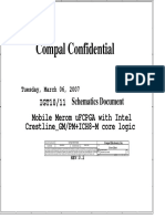 Compal Confidential: Schematics Document Mobile Merom uFCPGA With Intel Crestline - GM/PM+ICH8-M Core Logic IGT10/11