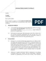 Sample - Probationary Employment Agreement