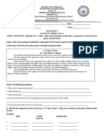 English V Activity Sheet No. 2 FIRST QUARTER: Module No.2-Topic: Infer The Meaning of Unfamiliar Compound Words Based On Given Context Clues