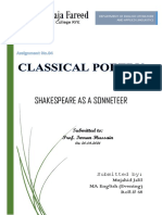 Shakespeare As Sonneteer by Mujahid Jalil 03052965256