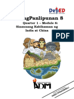 Aralingpanlipunan 8: Quarter 1 - Module 6: Sinaunang Kabihasnan NG India at China