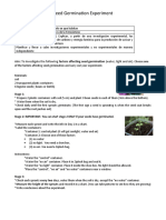 Seed Germination Experiment: Aim: To Investigate The Following Factors Affecting Seed Germination (Water, Light and Air)