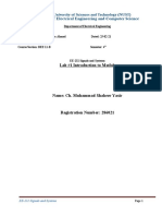 Lab #1 Introduction To Matlab: Department of Electrical Engineering