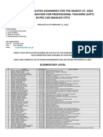 Full List of Qualified Examinees For The March 27, 2022 Licensure Examination For Professional Teachers (Lept) in PRC Car (Baguio City)