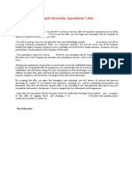 Internship Appointment Letter Template 6