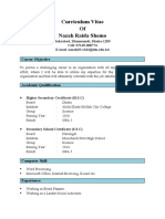 Curriculum Vitae of Nazah Raida Shemo: Career Objective