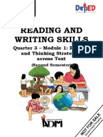 Reading and Writing Skills: Quarter 3 - Module 1: Reading and Thinking Strategies Across Text