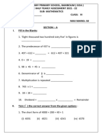 Class III Half Yearly QP Maths