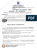 Department of Education: Learner'S Activity Sheet For Quarter 4, Week 4 Statistics and Probability