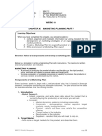 Week 11: Chapter Xi. Marketing Planning Part 1