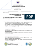 Carry Out Measurements and Calculations in A Required Task: Learning Activity Sheet