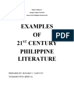 Examples OF 21 Century Philippine Literature: Prepared By: Bonard V. Caducoy Year&Section: Beed-3A