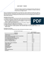 Cost Sheet Theory